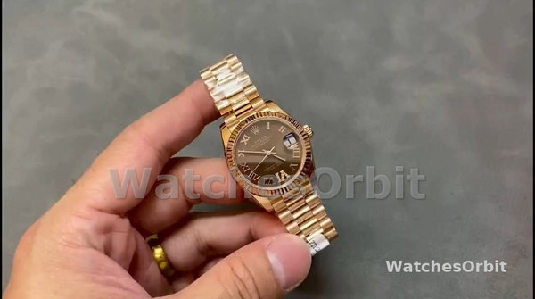 Replique Rolex Datejust 31-m278275 0025, or Everose, cadran chocolat Cadran chocolat pour femme