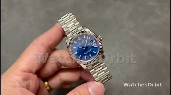 Replica Rolex Datejust 31-m278274 da donna, lunetta scanalata, quadrante blu, quadrante blu da donna