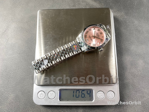 Unisexs Rolex Day Date 36-118139 0097, White Gold, Silver Dial, Blue Leather Strap Silver Replica Watch Image
