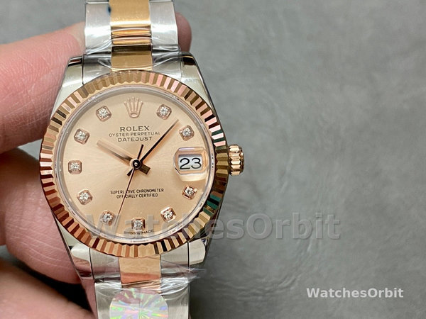 Replica Rolex Datejust donna 31-278271 0023, quadrante rosa con diamanti, quadrante oro rosa donna