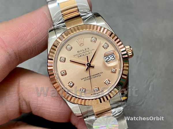Replica Rolex Datejust donna 31-278271 0023, quadrante rosa con diamanti, quadrante oro rosa donna