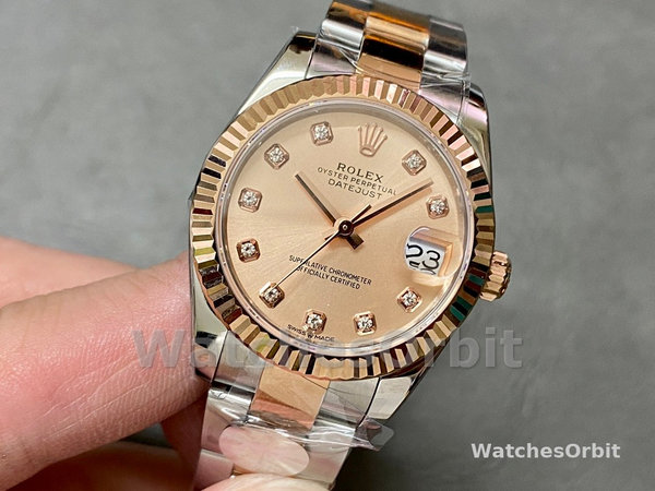 Replica Rolex Datejust donna 31-278271 0023, quadrante rosa con diamanti, quadrante oro rosa donna