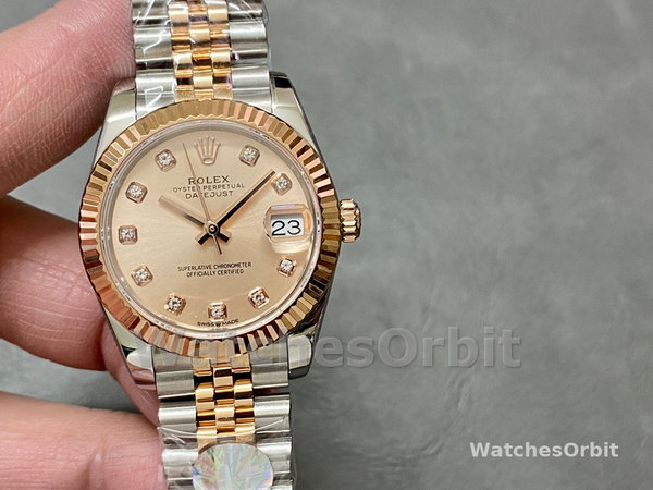 Replica Dames Rolex Datejust 31-M278271 0024, Rose Diamond Dial, Roségoud wijzerplaat