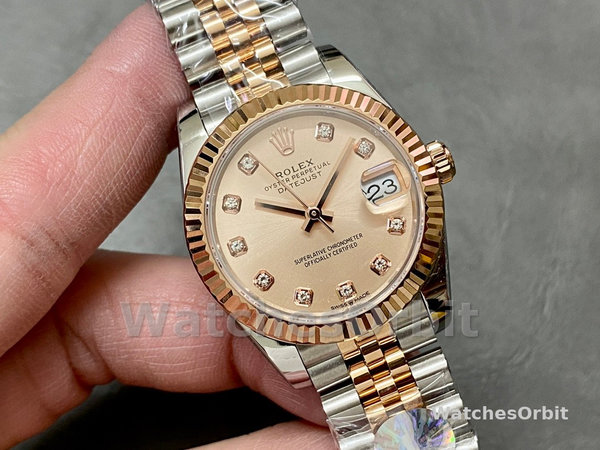 Replica Dames Rolex Datejust 31-M278271 0024, Rose Diamond Dial, Roségoud wijzerplaat