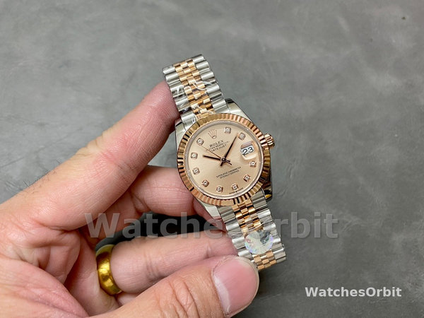 Replica Dames Rolex Datejust 31-M278271 0024, Rose Diamond Dial, Roségoud wijzerplaat