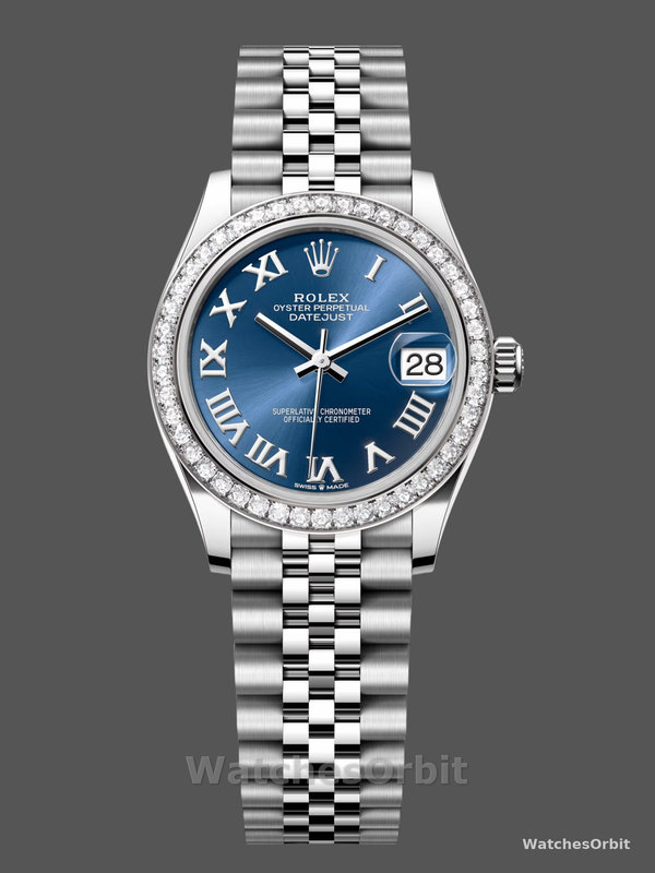 Rolex Datejust 31 Stainless Steel and White Gold Blue Roman Dial m278384rbr 0037 Women's Watch