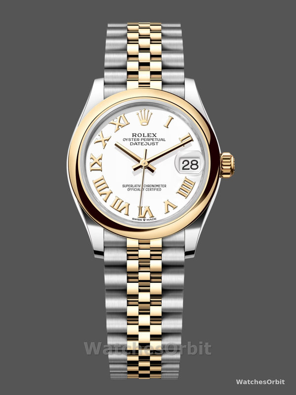 Rolex Datejust 31 Stainless Steel and Yellow Gold White Roman Dial M278243 0002 Women's Watch