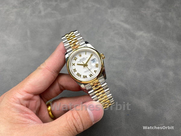 Replica Dames Rolex Datejust 31mm Geelgoud Witte Romeinse Wijzerplaat - M278243 0002 Witte Wijzerplaat