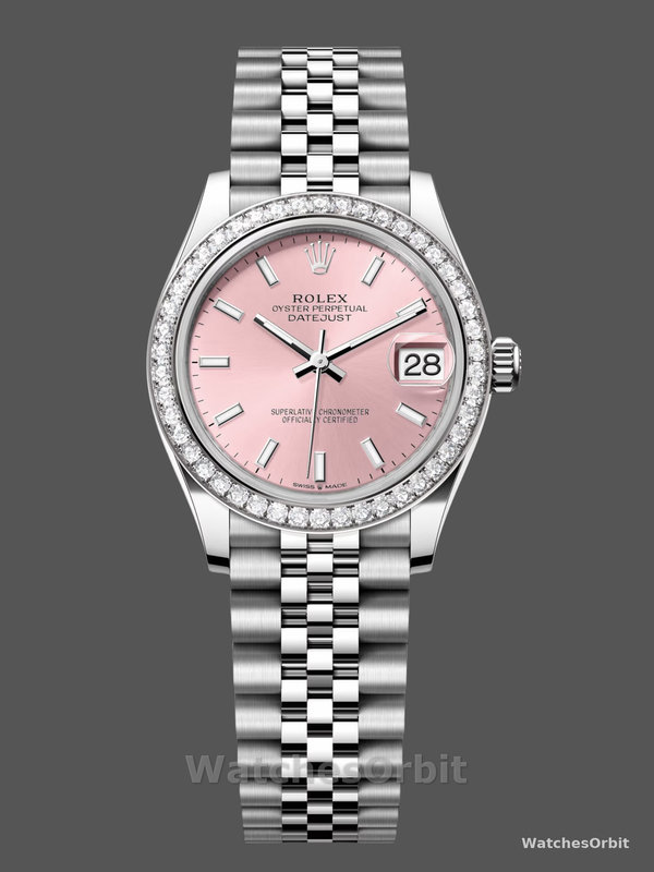 Rolex Datejust 31 White Gold Bezel Diamonds 278384RBR 0018 Women's Watch
