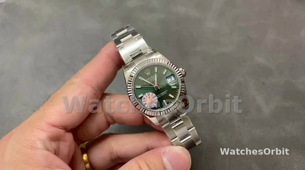 Replica Rolex Datejust 31-M278274 donna, oro bianco, quadrante verde menta, quadrante verde donna