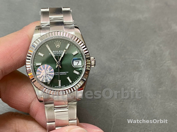 Replica Rolex Datejust 31-M278274 donna, oro bianco, quadrante verde menta, quadrante verde donna