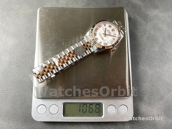 Replica Rolex Datejust donna 31-278271 0002, quadrante bianco con numeri romani, bianco donna