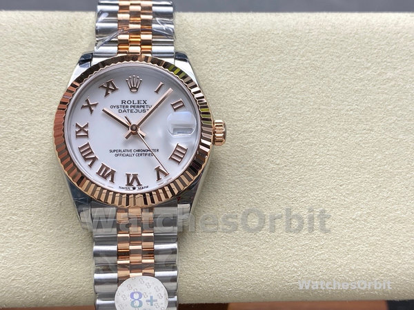 Replica Rolex Datejust donna 31-278271 0002, quadrante bianco con numeri romani, bianco donna