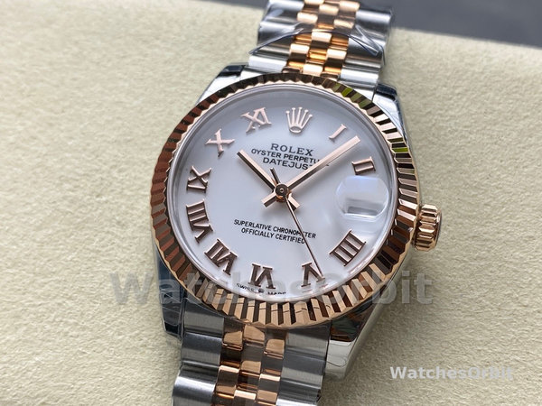 Replica Rolex Datejust donna 31-278271 0002, quadrante bianco con numeri romani, bianco donna