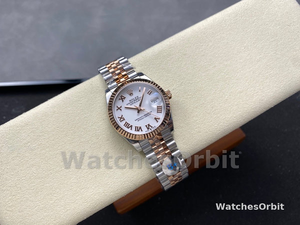 Replica Rolex Datejust donna 31-278271 0002, quadrante bianco con numeri romani, bianco donna