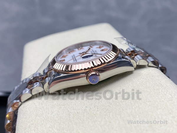 Replica Rolex Datejust donna 31-278271 0002, quadrante bianco con numeri romani, bianco donna