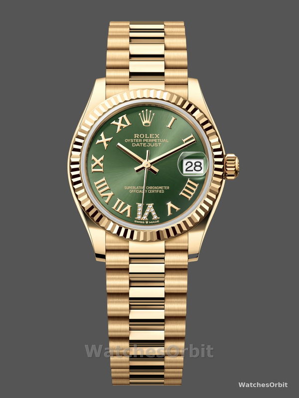 Rolex Datejust 31 Yellow Gold Green Dial m278278 0030 Women's Watch
