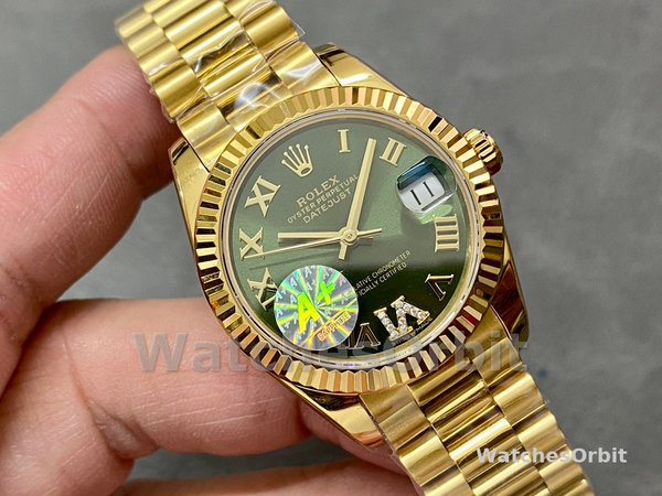 Rolex Datejust 31 Yellow Gold Green Dial m278278 0030 Women's Watch