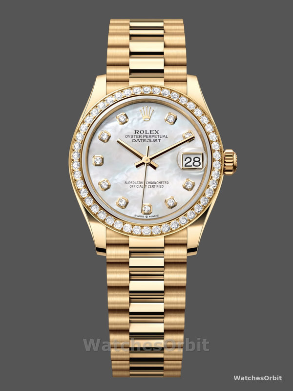 Rolex Datejust 31 Yellow Gold Mother-of-Pearl Diamond Dial Diamond Bezel m278288rbr 0006