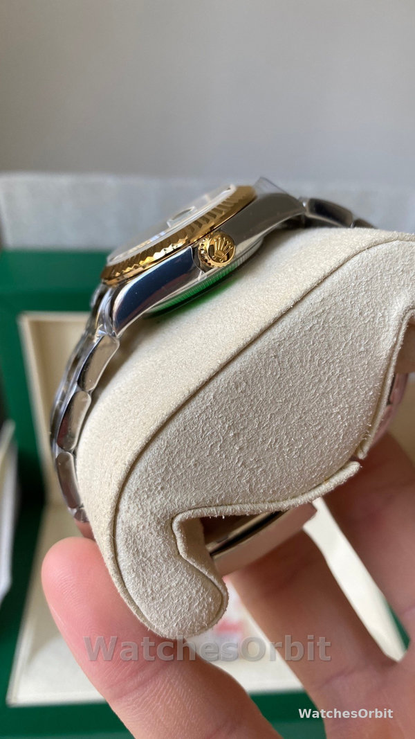 Womens Rolex Datejust 31-m278273 0031, Yellow Gold, Olive Green, Floral Motif, Diamond Dial Green Dial Replica Watch Image