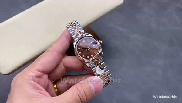 Women's Rolex Datejust 31-278271 0028, Two‑Tone, Fluted Bezel, Jubilee, Chocolate