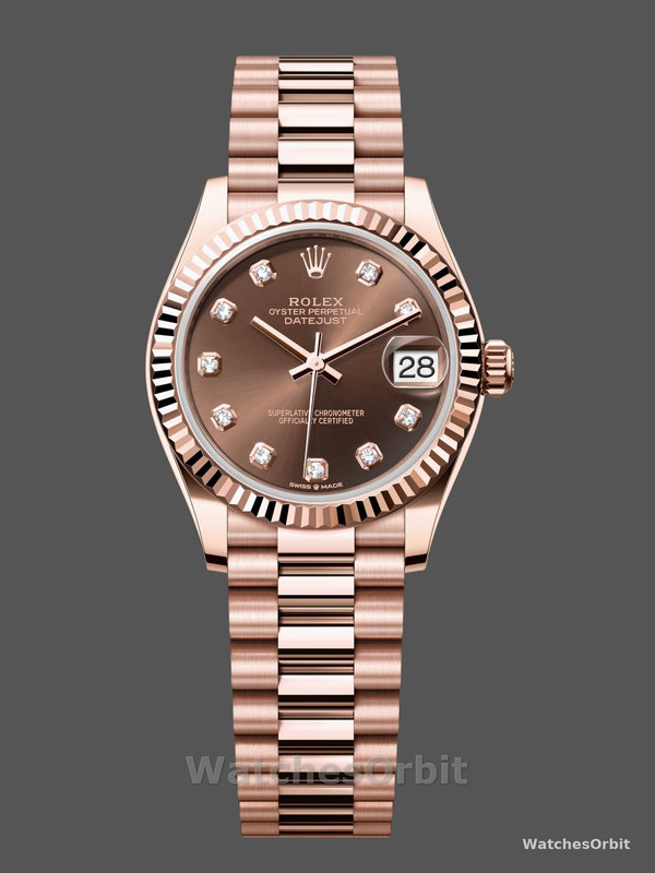 Rolex Datejust 31mm Chocolate Dial Diamond Markers m278275 0010 Women's Watch