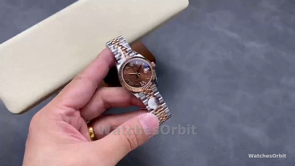 Replica Rolex Datejust donna 31-278271 0004, oro rosa, quadrante cioccolato Roman VI, giubileo, cioccolato