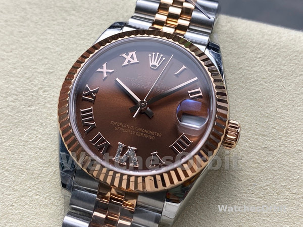 Replica Rolex Datejust donna 31-278271 0004, oro rosa, quadrante cioccolato Roman VI, giubileo, cioccolato