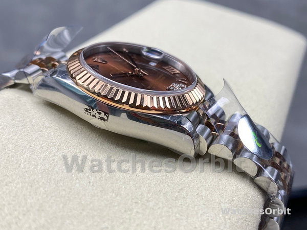 Replica Rolex Datejust donna 31-278271 0004, oro rosa, quadrante cioccolato Roman VI, giubileo, cioccolato
