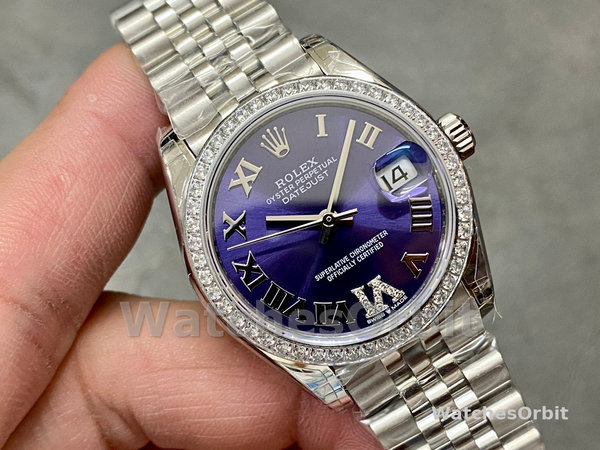 Rolex Datejust 31mm Stainless Steel 278384RBR 0030 Aubergine VI Jubilee Women's Watch