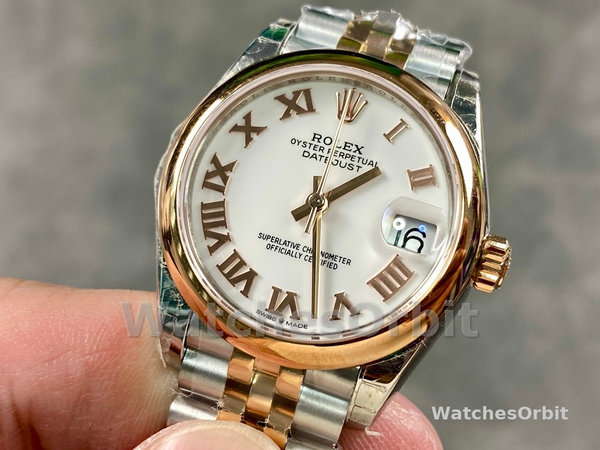 Rolex Datejust 31mm Stainless Steel and Rose Gold 278241 0002 White Roman Jubilee