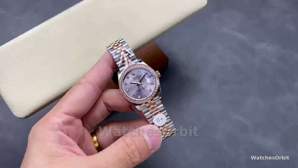 Replica Rolex Datejust 31-278381RBR 0024 voor dames, roestvrij staal & roségoud, wijzerplaat met rozendiamant, jubileum, rosékleur bezet met diamanten