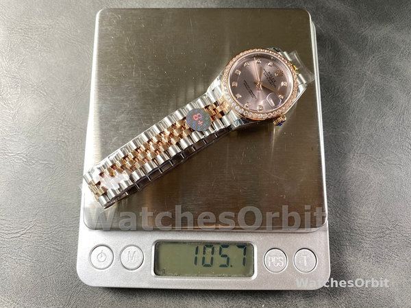 Replica Rolex Datejust 31-278381RBR 0024 voor dames, roestvrij staal & roségoud, wijzerplaat met rozendiamant, jubileum, rosékleur bezet met diamanten