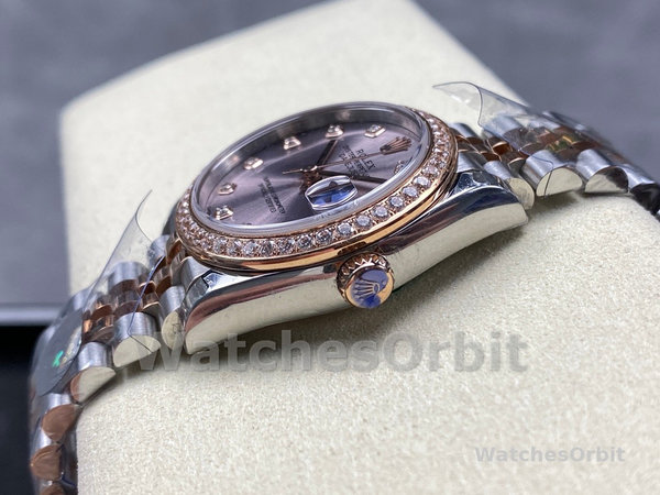 Replica Rolex Datejust 31-278381RBR 0024 voor dames, roestvrij staal & roségoud, wijzerplaat met rozendiamant, jubileum, rosékleur bezet met diamanten