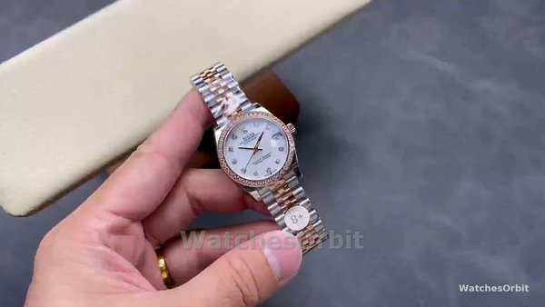 Replica Dames Rolex Datejust 31-278381RBR, 31mm, Roestvast Staal & Roségoud, MOP Diamant, Jubileum Mop
