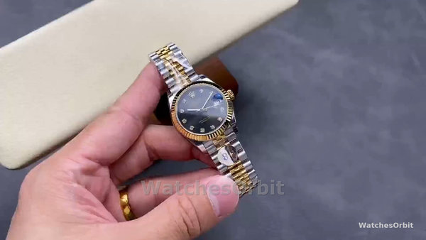 Replique Rolex Datejust 31-278273 0022, acier inoxydable et or jaune, Grey Diamond Jubilee, pour femmes, gris
