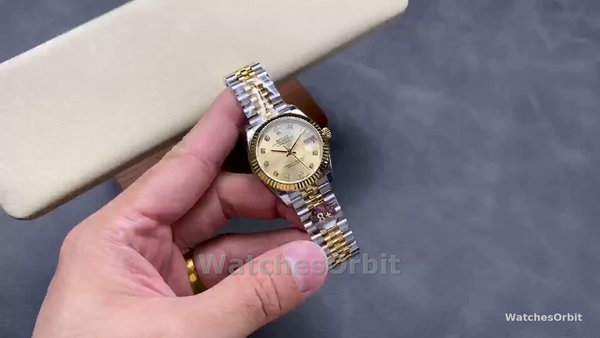 Replique Rolex Datejust 31-278273 0026, acier inoxydable et or jaune, champagne Diamond Jubilee, pour femmes, champagne