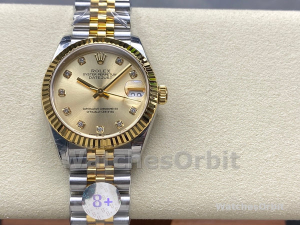 Womens Rolex Datejust 31-278273 0026, Stainless Steel & Yellow Gold, Champagne Diamond Jubilee, Champagne Replica Watch Image