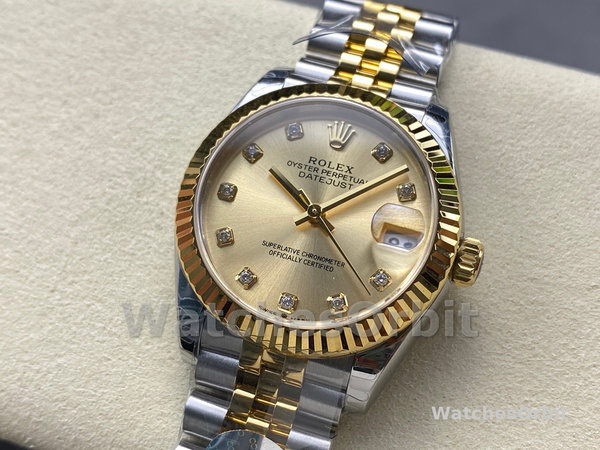 Womens Rolex Datejust 31-278273 0026, Stainless Steel & Yellow Gold, Champagne Diamond Jubilee, Champagne Replica Watch Image