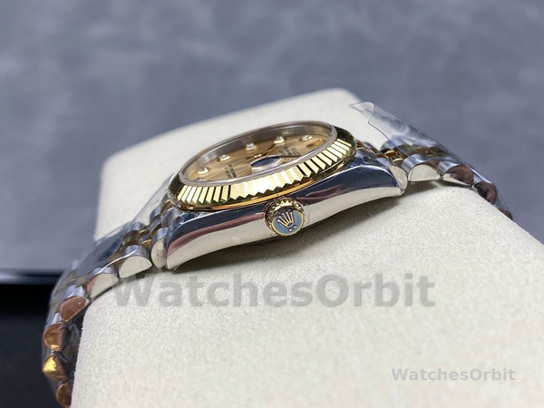 Womens Rolex Datejust 31-278273 0026, Stainless Steel & Yellow Gold, Champagne Diamond Jubilee, Champagne Replica Watch Image