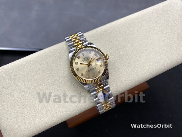 Womens Rolex Datejust 31-278273 0026, Stainless Steel & Yellow Gold, Champagne Diamond Jubilee, Champagne Replica Watch Image