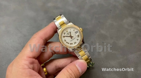 Replica Rolex Datejust donna 31 mm oro giallo quadrante romano diamante 278383rbr 0001 quadrante bianco