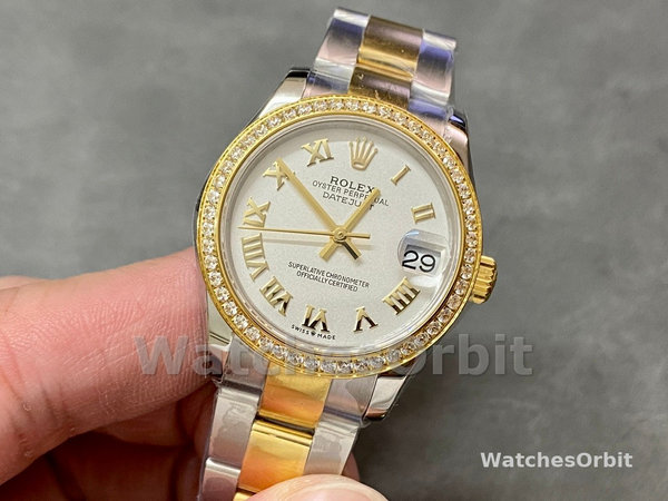 Replica Rolex Datejust donna 31 mm oro giallo quadrante romano diamante 278383rbr 0001 quadrante bianco