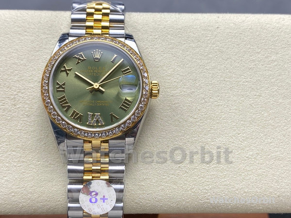 Rolex Datejust 31mm Stainless Steel and Yellow Gold 278383RBR 0016 Green VI Roman Jubilee