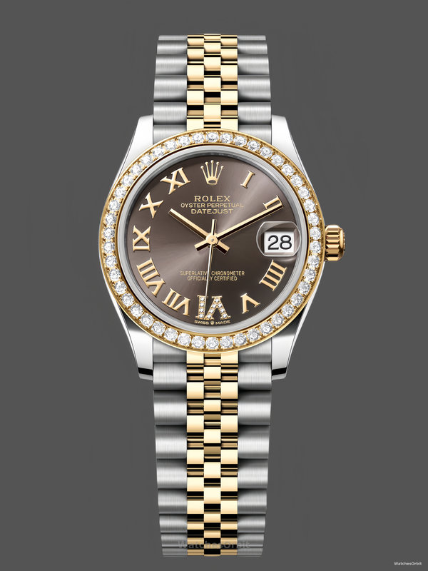 Rolex Datejust 31mm Stainless Steel and Yellow Gold 278383RBR 0018 Grey VI Roman Jubilee