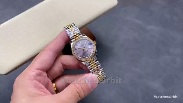 Replica Rolex Datejust donna 31-278383RBR 0022, acciaio inossidabile e oro giallo, giubileo di diamanti grigio, grigio