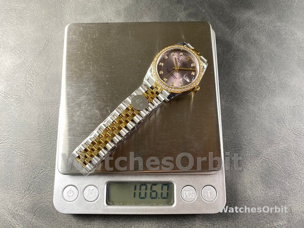 Replica Rolex Datejust donna 31-278383RBR 0022, acciaio inossidabile e oro giallo, giubileo di diamanti grigio, grigio