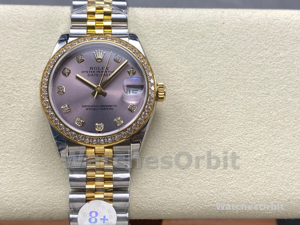 Replica Rolex Datejust donna 31-278383RBR 0022, acciaio inossidabile e oro giallo, giubileo di diamanti grigio, grigio