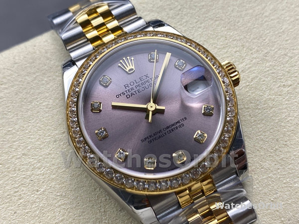 Replica Rolex Datejust donna 31-278383RBR 0022, acciaio inossidabile e oro giallo, giubileo di diamanti grigio, grigio