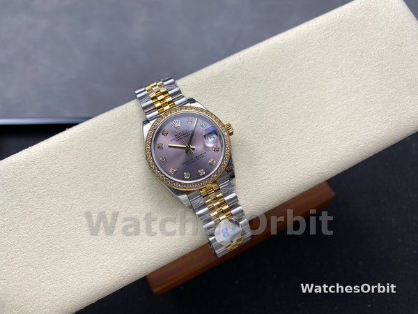 Replica Rolex Datejust donna 31-278383RBR 0022, acciaio inossidabile e oro giallo, giubileo di diamanti grigio, grigio